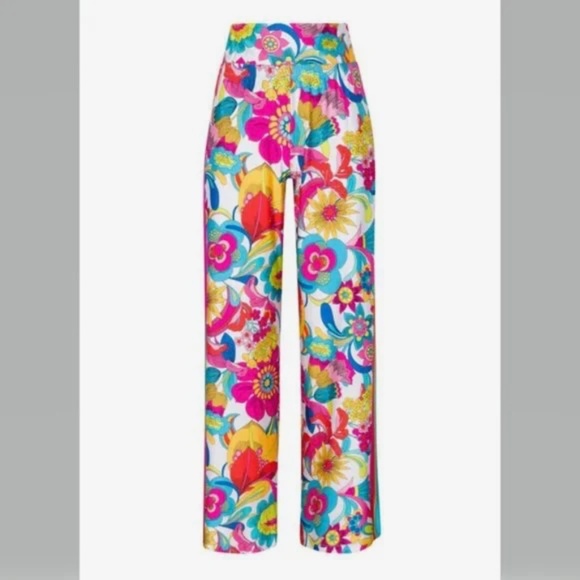 Trina Turk Other - Trina Turk Fontaine Floral Swim Cover Up Pants Side Slits Fold-over Waist
